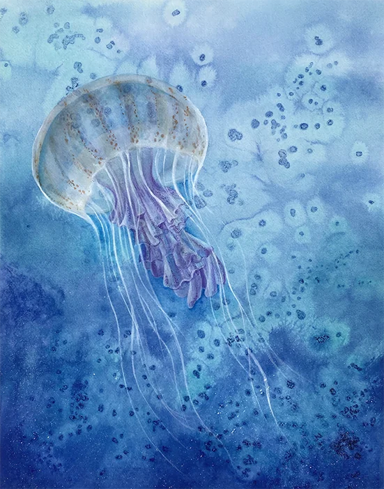 Medusa, aquarelle sur papier Arches 18x24 · Référence MHP-FRAGMENTS-03
