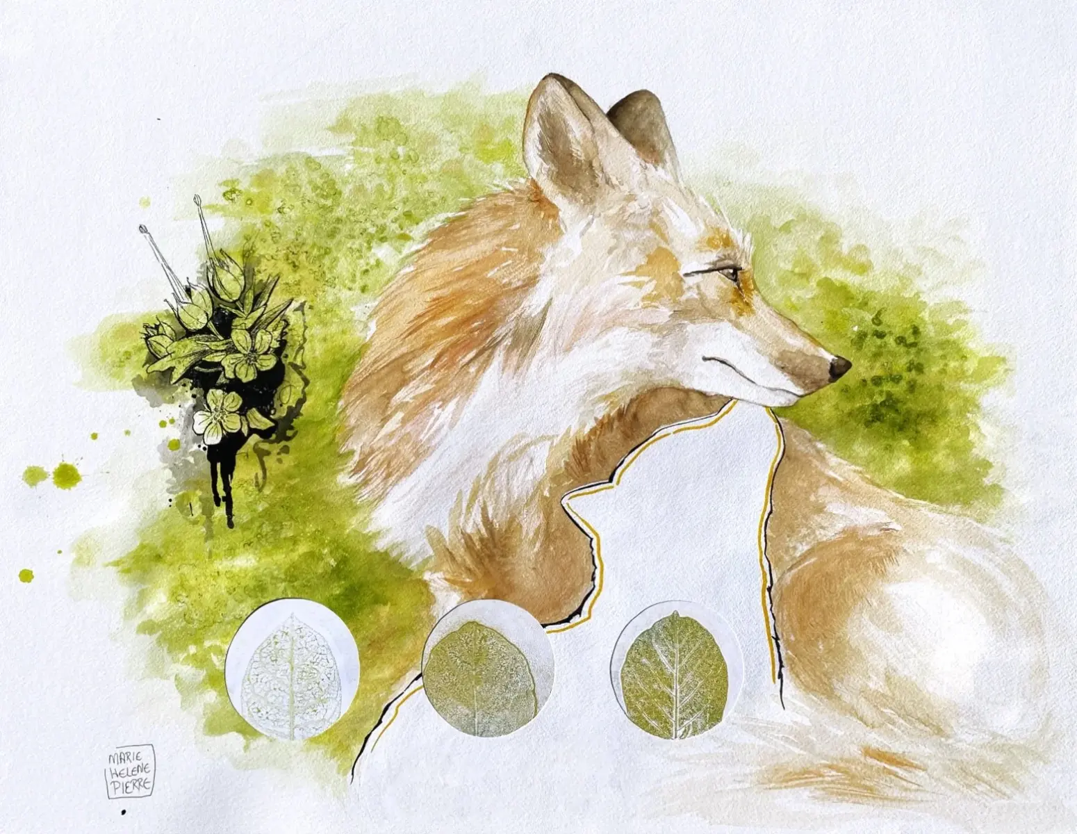 Métamorphose #2 — Aquarelle et monotype · Référence MHP-TRAGEDIE-02