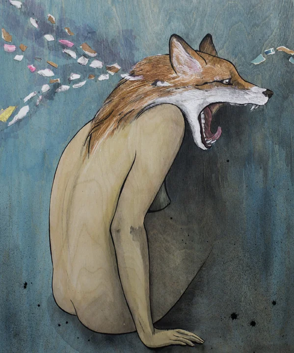 Skin I : buste humain à tête animale sur un fond sombre. · Référence MHP-ZOO-05