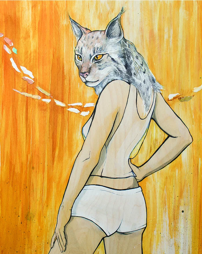 Skin III : personnage à tête animale vu de dos sur un fond jaune orangé. · Référence MHP-ZOO-06
